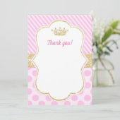 Princess Hartelijk dank voor uw kaartje roze goudg Bedankkaart (Staand voorkant)