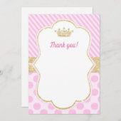 Princess Hartelijk dank voor uw kaartje roze goudg Bedankkaart (Voorkant / Achterkant)