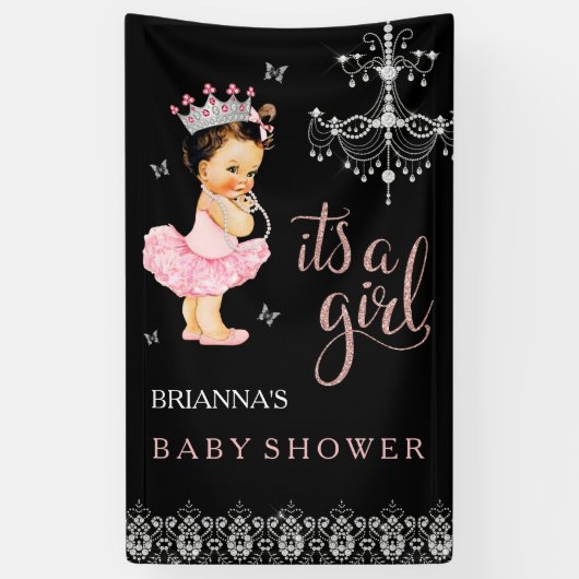 Princess Het is een meisje Baby shower Banner (Verticaal)