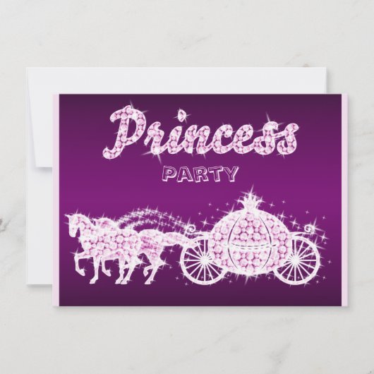 Princess Horses & Carriage Birthday Party Kaart (Voorkant)