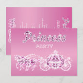 Princess Horses & Carriage Birthday Party Kaart (Voorkant / Achterkant)