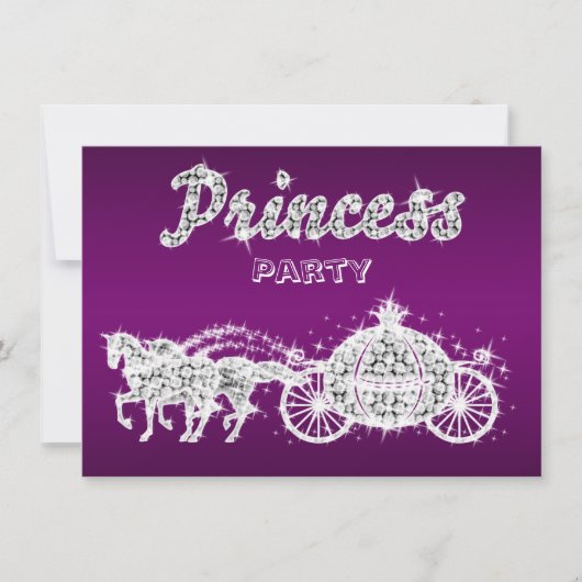 Princess Horses & Carriage Birthday Party Kaart (Voorkant)