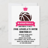 Princess Hot Pink Basketball Birthday Party Invite (Voorkant)