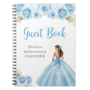 Princess in Blue Dress Quinceanera Gastboek Notitieboek