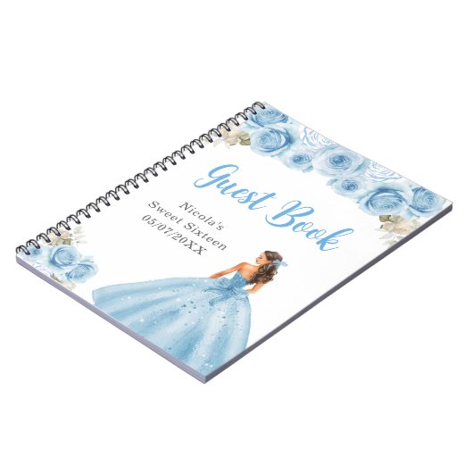 Princess in Blue Dress Sweet Sixteen Guest Book Notitieboek (Linkerzijde)