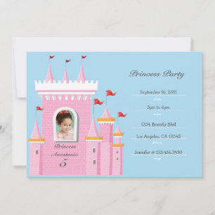 Princess in Castle Birthday Party Invitation Kaart