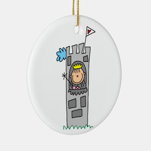 Princess in Castle Tower Keramisch Ornament (Rechts)