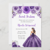 Princess in Dark Paarse Dress Sweet Sixteen Kaart (Voorkant)