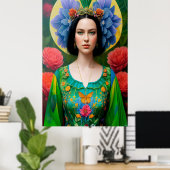 Princess in green floral dress poster (Thuiskantoor)