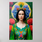 Princess in green floral dress poster (Voorkant)