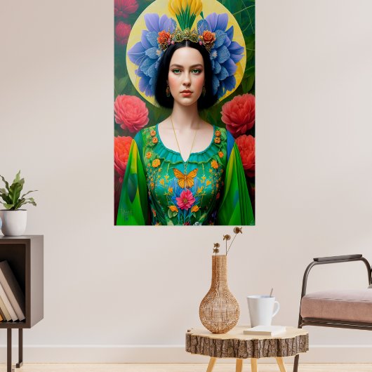Princess in green floral dress poster (Woonkamer 3)