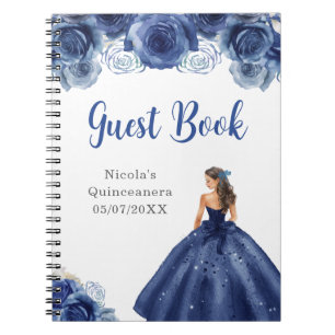 Princess in Navy Blue Quinceanera gastenboek Notitieboek