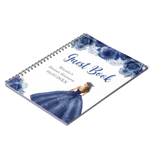 Princess in Navy Dress Sweet Sixteen Guest Book Notitieboek (Linkerzijde)
