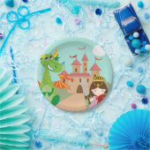 Princess in Pink Castle and Smiling Dragon Papieren Bordje (Feest)