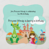 Princess in Pink Dragon en Knight verjaardagsuitno Kaart (Voorkant / Achterkant)