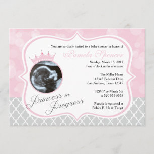 Princess in Progress, Baby shower Invitation Kaart