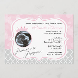 Princess in Progress, Baby shower Invitation Kaart