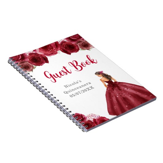 Princess in Red Dress Quinceanera gastenboek Notitieboek (Rechterzijde)