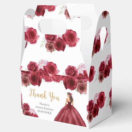 Princess in Red Dress Sweet Sixteen Dank je wel Bedankdoosjes (Geopend)