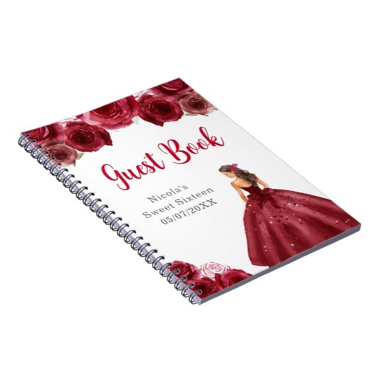 Princess in Red Dress Sweet Sixteen Guest Book Notitieboek (Rechterzijde)
