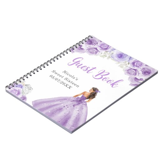 Princess in stoffige Paarse jurk Sweet 16 gastenbo Notitieboek (Linkerzijde)