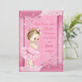 Princess in Tutu Baby 2e verjaardag Faux Lace Kaart (Staand voorkant)