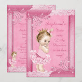 Princess in Tutu Faux Lace Baby shower Kaart (Voorkant / Achterkant)