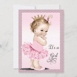 Princess in Tutu Polka Dots Baby shower Kaart