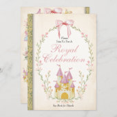 Princess Invitation, Princess Birthday Invitation Kaart (Voorkant / Achterkant)