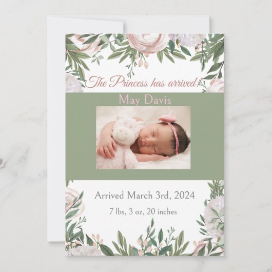 Princess is aangekomen in de roze waterverf tuin aankondiging (Voorkant)