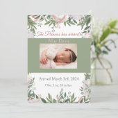 Princess is aangekomen in de roze waterverf tuin aankondiging (Staand voorkant)