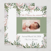 Princess is aangekomen in de roze waterverf tuin aankondiging (Voorkant / Achterkant)