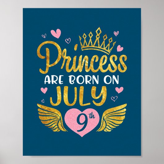 Princess is geboren op 9 juli Happy Birthday Poster (Voorkant)