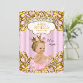 Princess is onderweg naar Baby shower Pink Blonde Kaart (Staand voorkant)