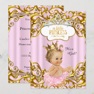 Princess is onderweg naar Baby shower Pink Blonde Kaart