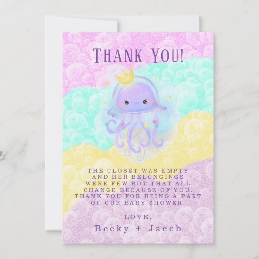 Princess Jellyfish Baby shower Dank u wel Bedankkaart (Voorkant)