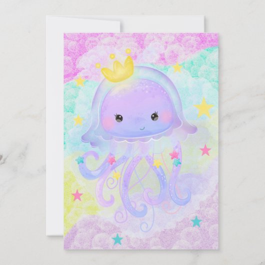 Princess Jellyfish Baby shower Dank u wel Bedankkaart (Achterkant)