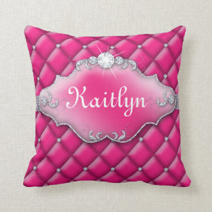 Princess Jewelry Pillow Tufted Satin Diamond Roze Kussen