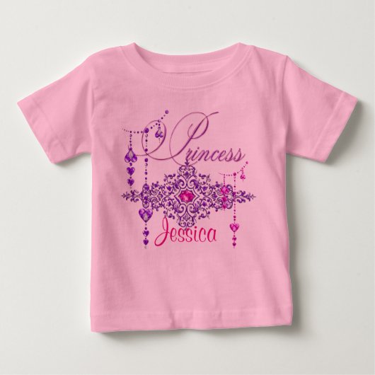 Princess Jewels Custom Pink Toddler Ruffle T-shirt (Voorkant)