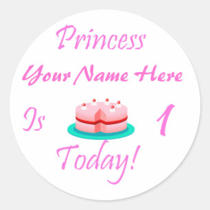 Princess (Jouw naam) is 1 Today Ronde Sticker