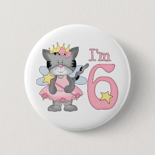 Princess Kat 6th Birthday Ronde Button 5,7 Cm (Voorkant)