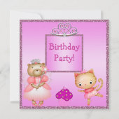Princess Kat & Beer, Tiara & Glitter Invites Kaart (Achterkant)