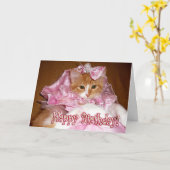  Princess Kitten - Happy Birthday! Kaart (Gele Bloem)