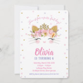 Princess Kitty Cat Birthday Party Girl Kaart (Voorkant)