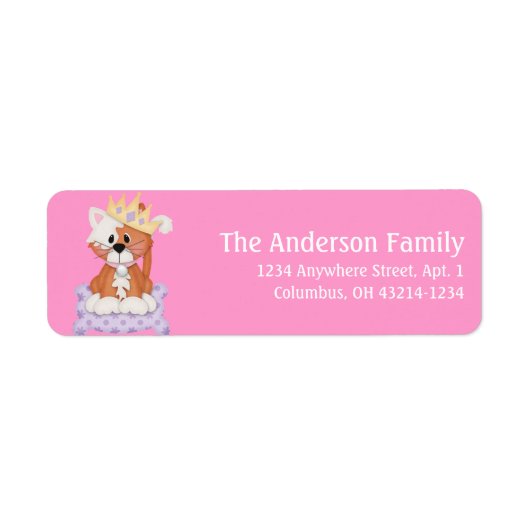 Princess Kitty Cat Return-adreslabels Etiket (Voorkant)