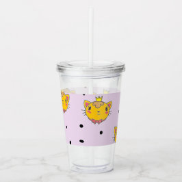 Princess kitty kat op paars acryl drinkbeker