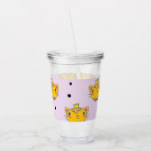 Princess kitty kat op paars acryl drinkbeker (Links)