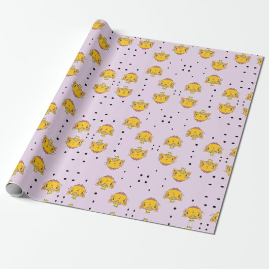 Princess kitty kat op paars cadeaupapier (Uitgerold)