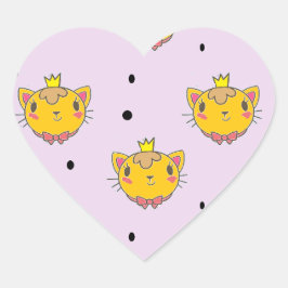 Princess kitty kat op paars hart sticker