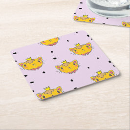 Princess kitty kat op paars kartonnen onderzetters